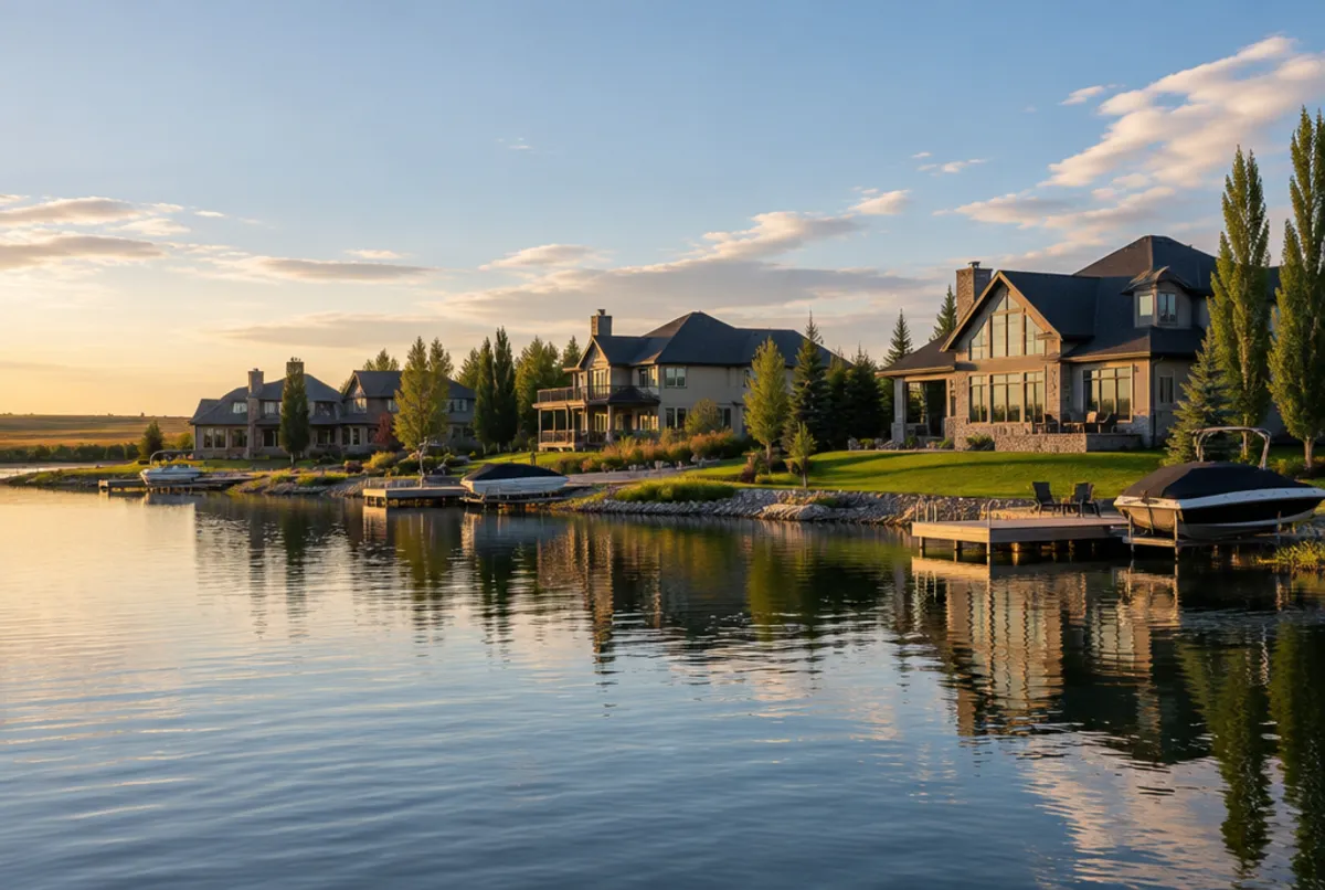Lakefront homes with private docks on Chestermere Lake