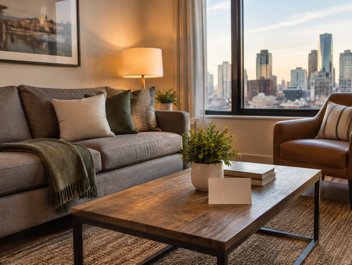 Guest-ready living room in a Calgary rental