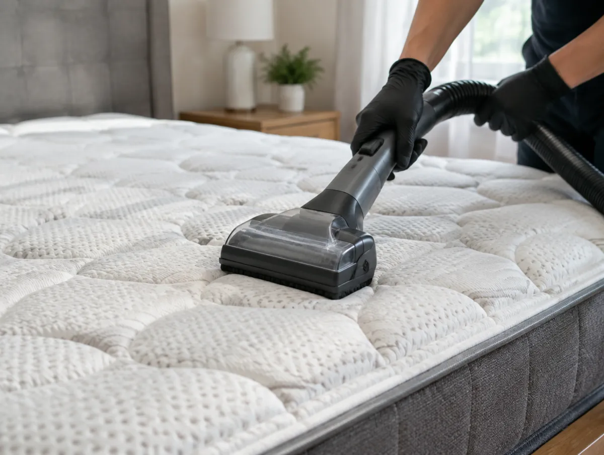 Mattress cleaned with a mattress cleaning machine in a Calgary home